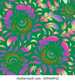 Seamless pattern in Victorian style. Luxury frames and ornate decor. Vector blue, violet and green elements for vignettes and borders or design template.