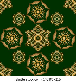 Seamless pattern in Victorian style on a background. Vector golden elements for vignettes and borders or design template. Luxury floral frames and ornate decor.
