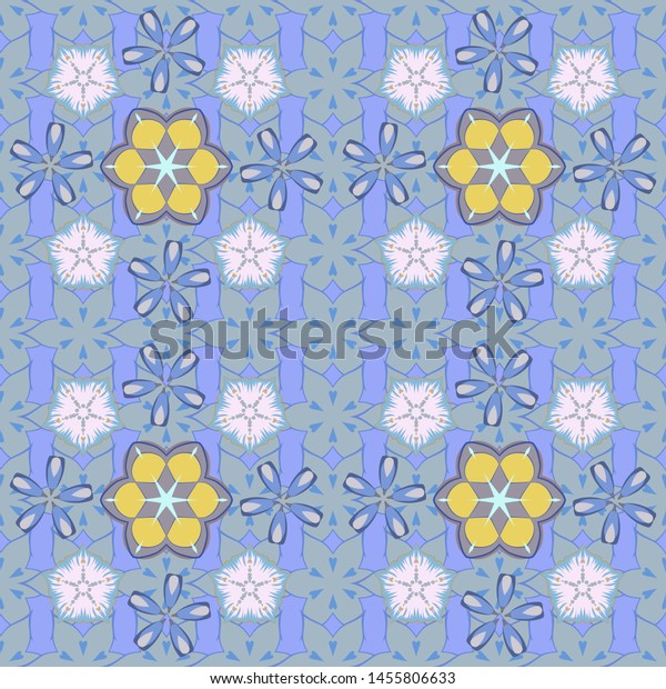 Seamless pattern in Victorian style. Vector\
blue, gray and yellow elements for vignettes and borders or design\
template. Luxury frames and ornate\
decor.