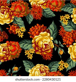 Seamless pattern with victorian vintage roses. Vector