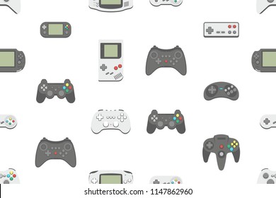 Seamless pattern with Video games joystick. flat style. isolated on white background