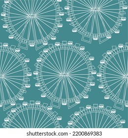 Seamless pattern with vienna ferris wheel. Vector graphics