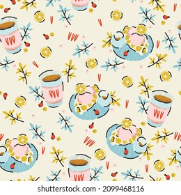 Patrón sin foco con gofre vienés, helado y café. Postre. Ilustración vectorial atractiva, postal, impresión, fondo, papel envolvente