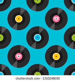 Seamless pattern with vinil records