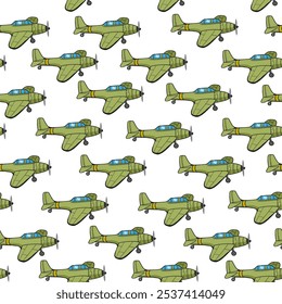 seamless pattern with vintage airplane in vector. element for poster design print postcard banner wallpaper wrapping backdrop background textile