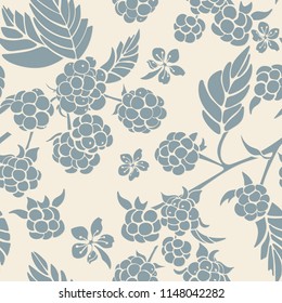 Seamless pattern.  Vintage background with berry. Floral ornament.