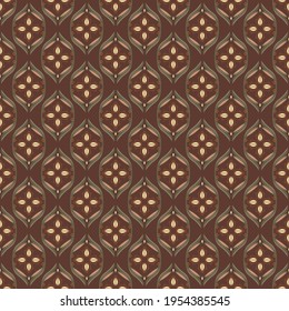 Seamless pattern for vintage background on brown. Print for paper wallpaper, tiles, textiles