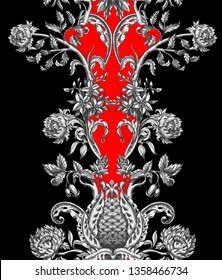 Seamless pattern with vintage baroque flowers. 