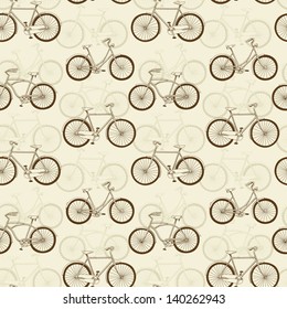 Seamless pattern with vintage bicycles
