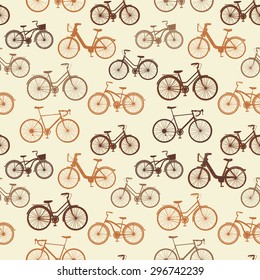 Seamless pattern with vintage bicycles