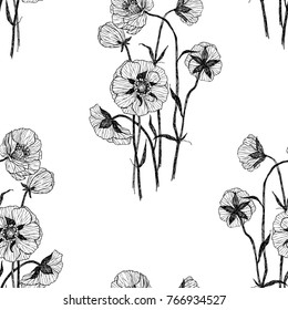 Seamless pattern. Vintage botanical illustration flower. Flower concept. Botanica concept. Vector design.