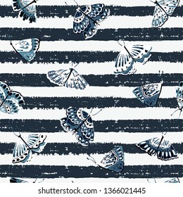 Seamless pattern. Vintage butterfly. Vector illustration