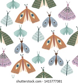 Seamless pattern. Vintage butterfly. Vector illustration 