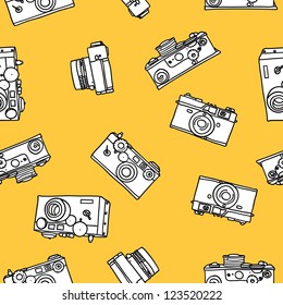 seamless pattern of vintage cameras