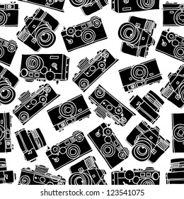 seamless pattern of vintage cameras