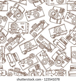 seamless pattern of vintage cameras