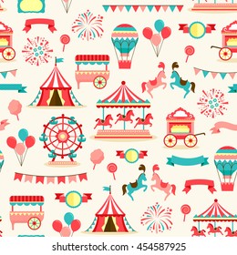 seamless pattern with vintage carnival elements