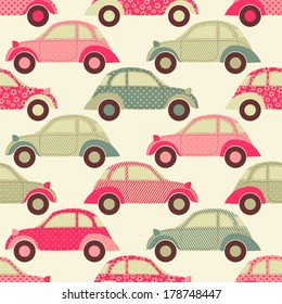 seamless pattern with vintage cars