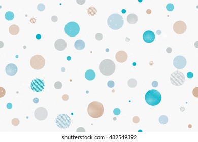 seamless pattern with vintage, circles ornament over white paper texture. vector, retro dots background design. decorative bubbles print template. event decoration, festive confetti