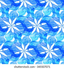 Seamless pattern vintage curls  circular blue