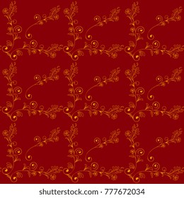 seamless pattern with vintage pattern of curls, horizontal floral pattern. 