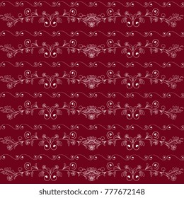 seamless pattern with vintage pattern of curls, horizontal floral pattern. 
