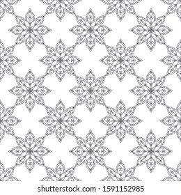 Seamless pattern. Vintage decorative elements. Hand drawn background. Islam, Arabic, Indian motifs. Perfect for printing on fabric or paper, wallpaper tile. background in vector with doodles. mandala