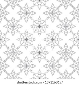 Seamless pattern. Vintage decorative elements. Hand drawn background. Islam, Arabic, Indian motifs. Perfect for printing on fabric or paper, wallpaper tile. background in vector with doodles. mandala
