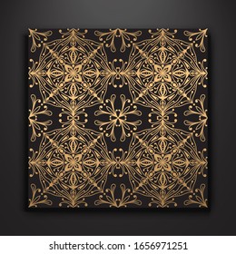 Seamless pattern. Vintage decorative elements. luxury ornamental mandala design background in gold color. Islam, Arabic, Indian, ottoman motifs. Perfect for printing on fabric or paper.