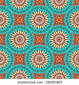 Seamless pattern. Vintage decorative elements. Hand drawn background. Islam, Arabic, Indian, ottoman motifs. 
