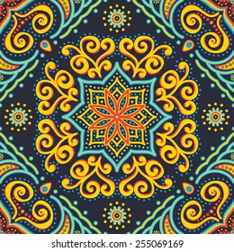 Seamless pattern. Vintage decorative elements. Hand drawn background. Islam, Arabic, Indian, ottoman motifs. Perfect for printing on fabric or paper.