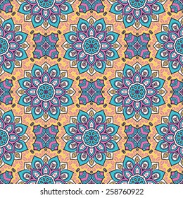 Seamless pattern. Vintage decorative elements. Hand drawn background. Islam, Arabic, Indian, ottoman motifs. Perfect for printing on fabric or paper.