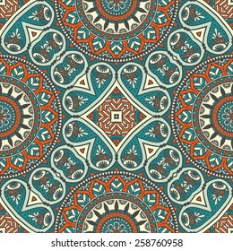 Seamless pattern. Vintage decorative elements. Hand drawn background. Islam, Arabic, Indian, ottoman motifs. Perfect for printing on fabric or paper.