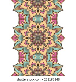 Seamless pattern. Vintage decorative elements. Hand drawn background. Islam, Arabic, Indian, ottoman motifs. Perfect for printing on fabric or paper.