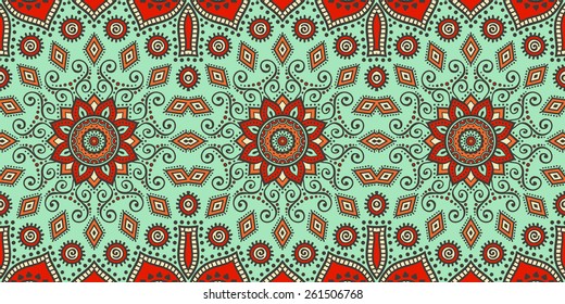 Seamless pattern. Vintage decorative elements. Hand drawn background. Islam, Arabic, Indian, ottoman motifs. Perfect for printing on fabric or paper.