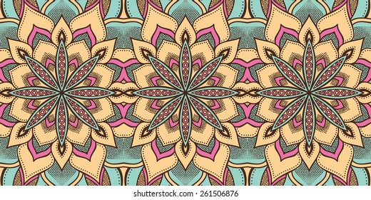 Seamless pattern. Vintage decorative elements. Hand drawn background. Islam, Arabic, Indian, ottoman motifs. Perfect for printing on fabric or paper.