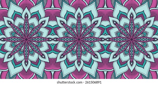 Seamless pattern. Vintage decorative elements. Hand drawn background. Islam, Arabic, Indian, ottoman motifs. Perfect for printing on fabric or paper.