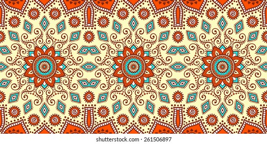 Seamless pattern. Vintage decorative elements. Hand drawn background. Islam, Arabic, Indian, ottoman motifs. Perfect for printing on fabric or paper.