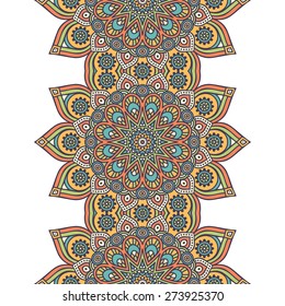 Seamless pattern. Vintage decorative elements. Hand drawn background. Islam, Arabic, Indian, ottoman motifs. Perfect for printing on fabric or paper.