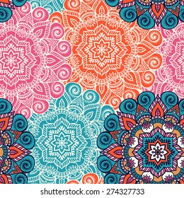 Seamless pattern. Vintage decorative elements. Hand drawn background. Islam, Arabic, Indian, ottoman motifs. Perfect for printing on fabric or paper.