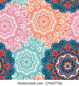 Seamless pattern. Vintage decorative elements. Hand drawn background. Islam, Arabic, Indian, ottoman motifs. Perfect for printing on fabric or paper.