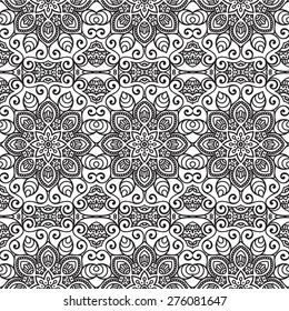 Seamless pattern. Vintage decorative elements. Hand drawn background. Islam, Arabic, Indian, ottoman motifs. Perfect for printing on fabric or paper.