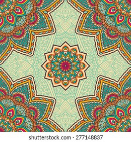 Seamless pattern. Vintage decorative elements. Hand drawn background. Islam, Arabic, Indian, ottoman motifs. Perfect for printing on fabric or paper.