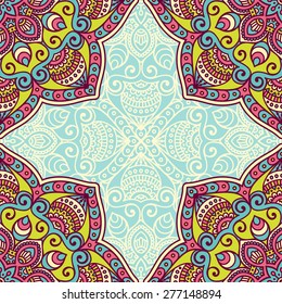 Seamless pattern. Vintage decorative elements. Hand drawn background. Islam, Arabic, Indian, ottoman motifs. Perfect for printing on fabric or paper.