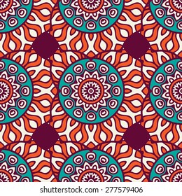 Seamless pattern. Vintage decorative elements. Hand drawn background. Islam, Arabic, Indian, ottoman motifs. Perfect for printing on fabric or paper.
