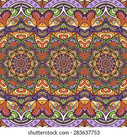 Seamless pattern. Vintage decorative elements. Hand drawn background. Islam, Arabic, Indian, ottoman motifs.