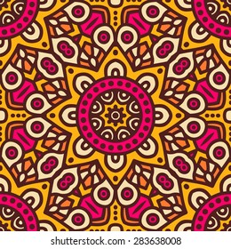 Seamless pattern. Vintage decorative elements. Hand drawn background. Islam, Arabic, Indian, ottoman motifs.