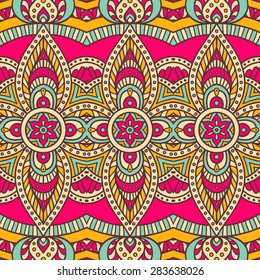 Seamless pattern. Vintage decorative elements. Hand drawn background. Islam, Arabic, Indian, ottoman motifs.