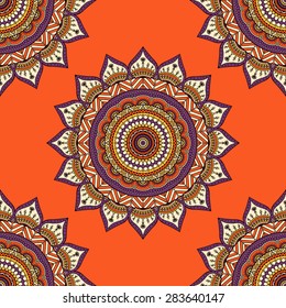 Seamless pattern. Vintage decorative elements. Hand drawn background. Islam, Arabic, Indian, ottoman motifs.