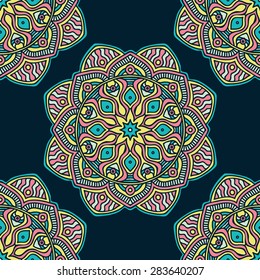 Seamless pattern. Vintage decorative elements. Hand drawn background. Islam, Arabic, Indian, ottoman motifs.